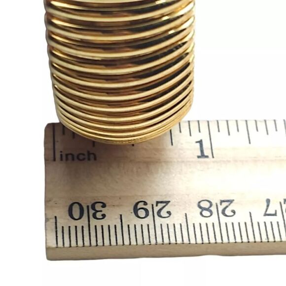 Napier Chunky Tubogas Wide Bangle Bracelet Gold Tone Vintage - Picture 5 of 5